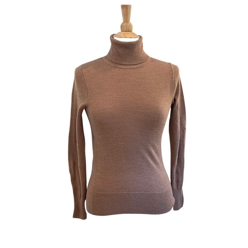 J.Crew Camel Lightweight Merino Wool Blend Long Sleeve Turtleneck Sweater, XS